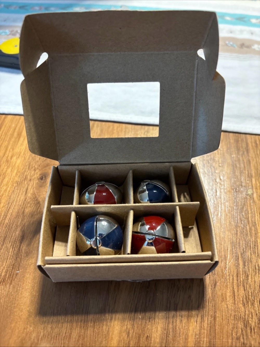Pottery Barn SILVER METAL Beach Balls Place Card Holders 2 Sets of 4 New In Box